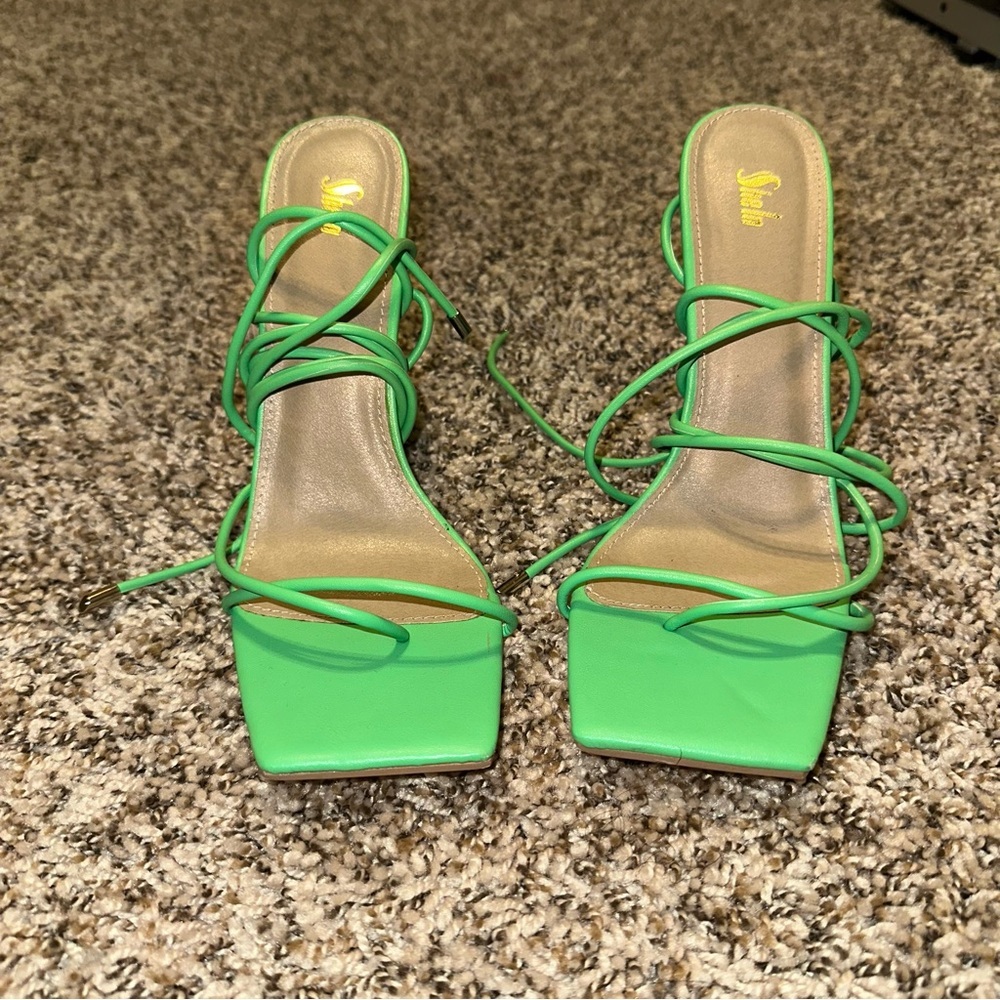 SHEIN Lime Green Strappy Heels
